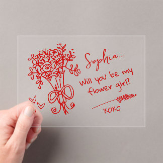 Invitations En Acrylique Red Hand Drawn Will you be...