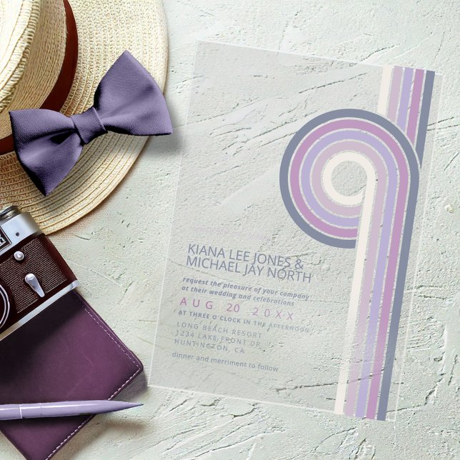 Invitations En Acrylique Refined Lines Geometric Wedding Violet ID983 (Créateur téléchargé)
