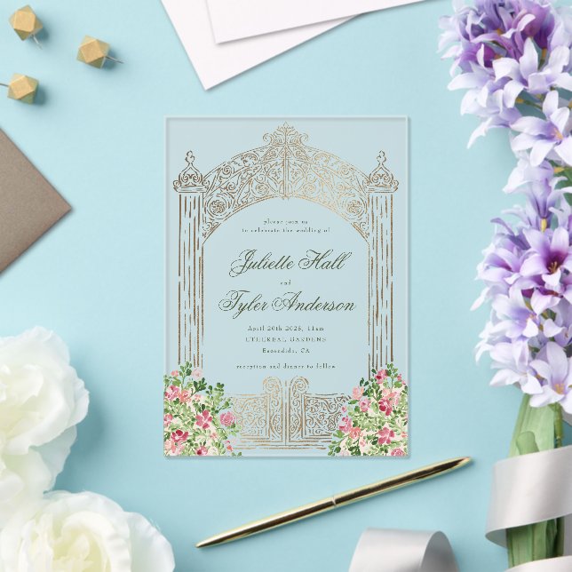 Invitations En Acrylique Regal Doors Elegant Faux Foil Wedding (Insitu (Mariage))
