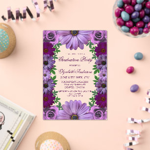 Invitations En Acrylique Regal Purple Floral Graduation Party