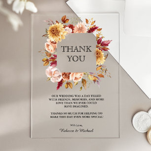 Invitations En Acrylique Remerciement de mariage floral en terre cuite de B