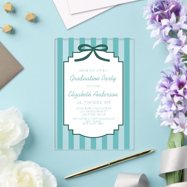 Invitations En Acrylique Remise de diplôme vert sarcelle (Insitu (Mariage))
