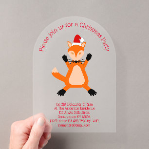 Invitations En Acrylique Renard de Noël mignon personnalisé