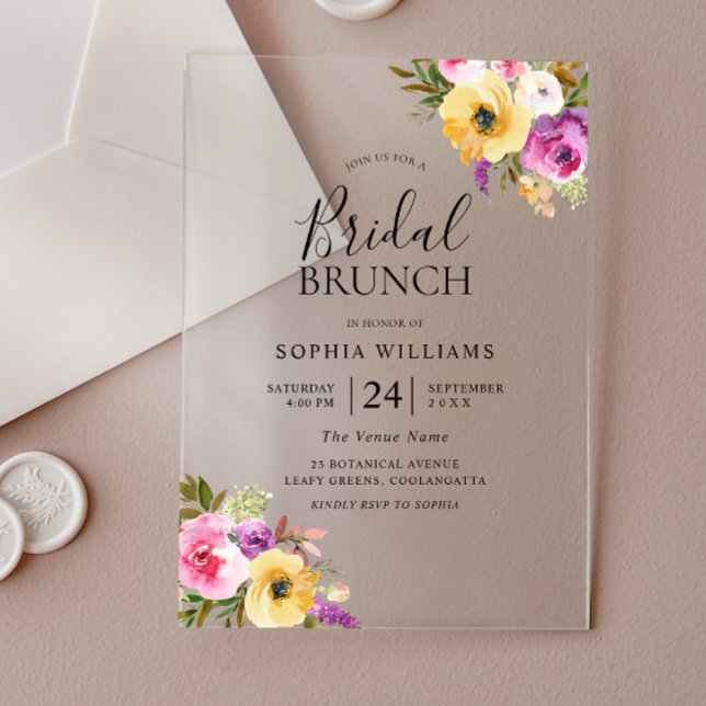 Invitations En Acrylique Repas de Mariage Rose Pêche et Pourpre (Créateur téléchargé)