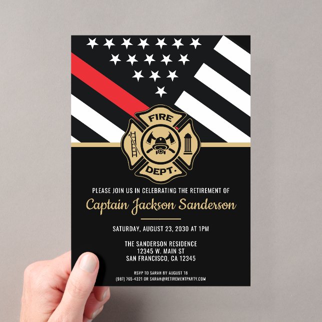 Invitations En Acrylique Retraite d'un pompier du service des incendies (In situ (ordinateur de poche))