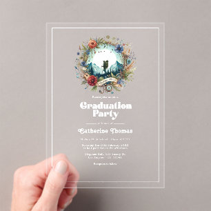 Invitations En Acrylique Retro Adventure attend la fête de graduation acryl