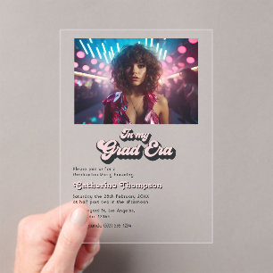 Invitations En Acrylique Retro Vibes Branché Dans Mon Grad Era Graduation P