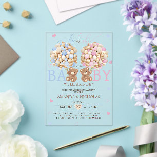 Invitations En Acrylique Révélation du sexe de l'ours en peluche