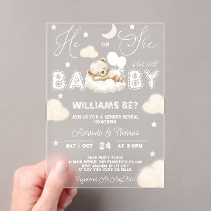 Invitations En Acrylique Révélation du sexe de l'ours Neutre