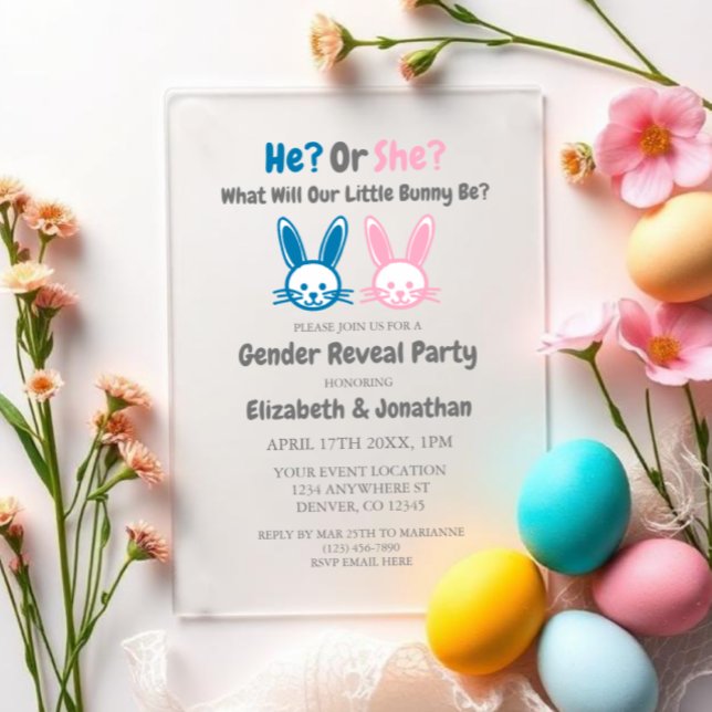 Invitations En Acrylique Révélation du sexe du petit lapin (Créateur téléchargé)