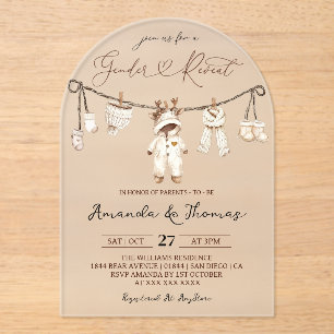Invitations En Acrylique Révélation du sexe sur une corde à linge Boho d'hi