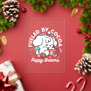 Invitations En Acrylique Rêves de chiot douillet – Chocolat chaud et Noël