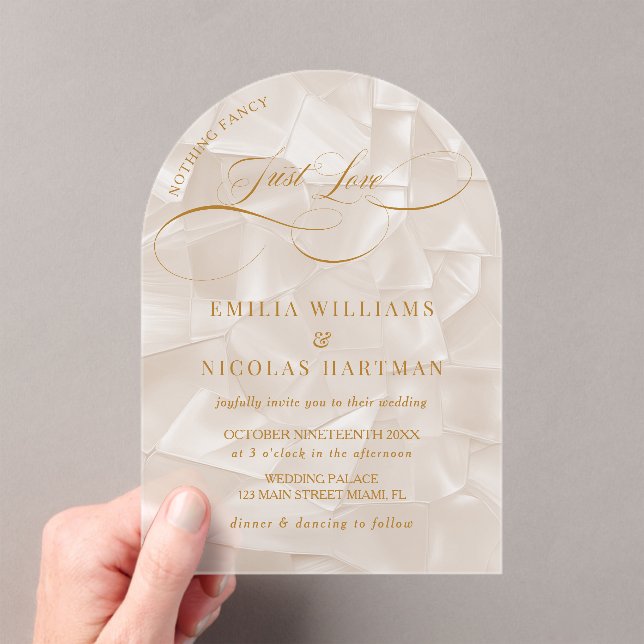 Invitations En Acrylique Rien De Chic Mariage beige (In situ (ordinateur de poche))