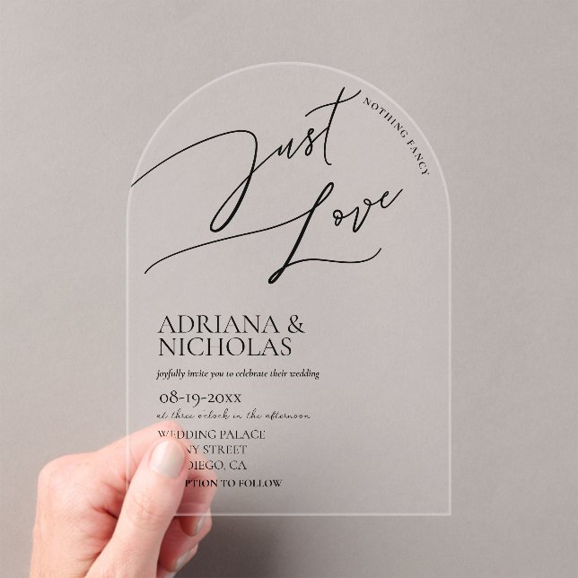 Invitations En Acrylique Rien De Fancy Just Love Modern Mariage (In situ (ordinateur de poche))