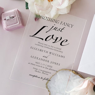 Invitations En Acrylique Rien De Fancy Just Love Script Minimaliste Mariage