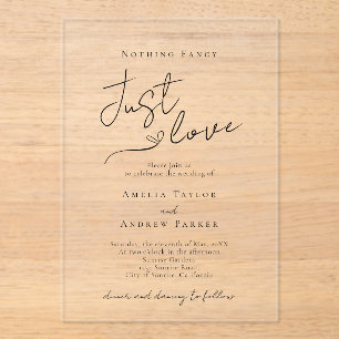 Invitations En Acrylique Rien De fantaisie Juste Aimer Élégant Mariage