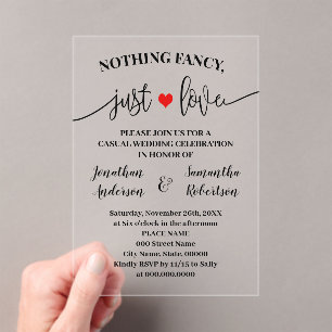 Invitations En Acrylique Rien De fantaisie Juste Amour Elopement Minimalist