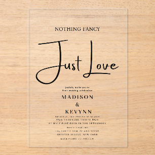 Invitations En Acrylique Rien de fantaisie Juste Amour Mariage