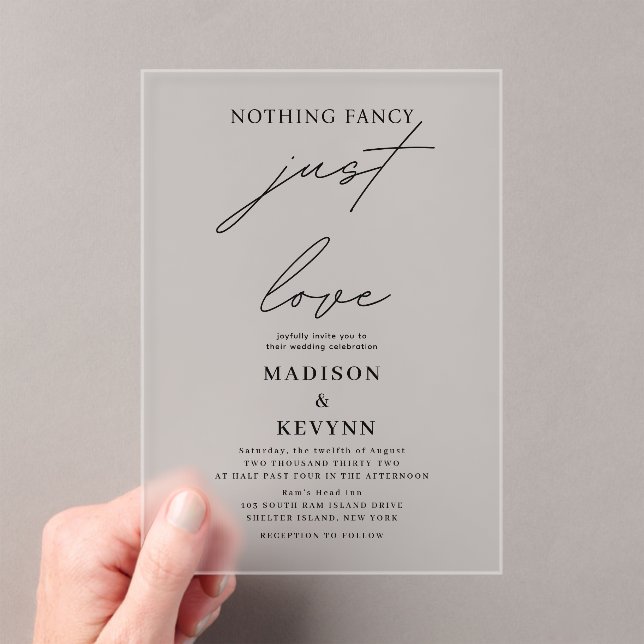 Invitations En Acrylique Rien de fantaisie Juste Amour Mariage (In situ (ordinateur de poche))