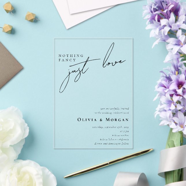 Invitations En Acrylique Rien de fantaisie Juste Amour Mariage de script (Insitu (Mariage))