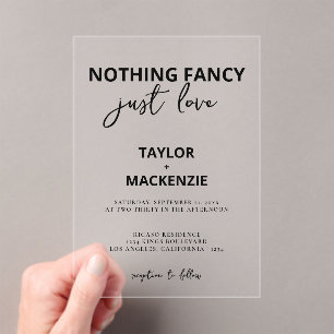 Invitations En Acrylique Rien De fantaisie Juste Amour Minimaliste Mariage