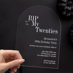 Invitations En Acrylique RIP 20s 30e anniversaire
