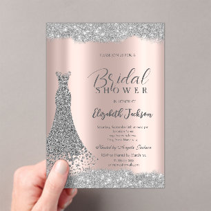 Invitations En Acrylique Robe Argent Sparkside Rose Or