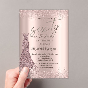 Invitations En Acrylique Robe de frontière de poussière de paillettes d'or