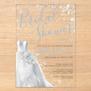 Invitations En Acrylique Robe de mariée élégante Baby Shower