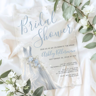 Invitations En Acrylique Robe de mariée élégante Baby Shower
