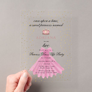 Invitations En Acrylique Robe de princesse Conte de fées Il était une fois