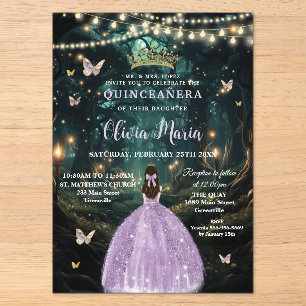 Invitations En Acrylique Robe de Quinceañera Lilas Violet de la Forêt Encha