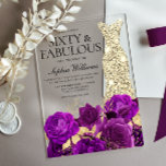 Invitations En Acrylique Robe d'or 60e anniversaire fête Fleur pourpre<br><div class="desc">Robe d'or 60e Anniversaire Fleurs violettes Invitation Voir la collection correspondante dans Niche et Nest Store Merci beaucoup</div>