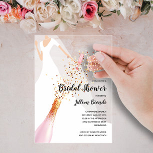 Invitations En Acrylique Robe et voile de cortège élégants