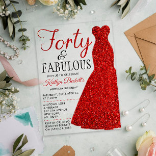 Invitations En Acrylique Robe Pailletée Élégante Quarante Ans et Fabuleus