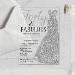 Invitations En Acrylique Robe Parties scintillant élégante | Quarante et fa<br><div class="desc">Célébrez dans le style avec cette robe de parties scintillant argentée tendance et élégante 40e anniversaire invitations acryliques. Le design est facile à personnaliser et vos invités seront ravis quand ils reçoivent ces invitations élégants.</div>