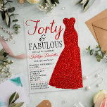 Invitations En Acrylique Robe Parties scintillant élégante | Quarante et fa<br><div class="desc">Célébrez dans le style avec cette robe de parties scintillant rouge tendance et élégante invitations acryliques 40e anniversaire. Le design est facile à personnaliser et vos invités seront ravis quand ils reçoivent ces invitations élégants.</div>
