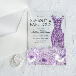 Invitations En Acrylique Robe violette Soixante-dix et fabuleux 70e anniver