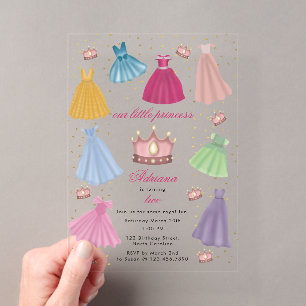 Invitations En Acrylique Robes de princesse Conte de fées Anniversaire peti
