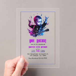 Invitations En Acrylique Rock On Party Thème One Rocks 1er Anniversaire