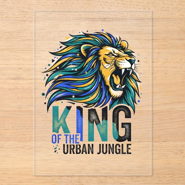 Invitations En Acrylique Roi de la jungle urbaine (Recto)