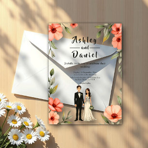 Invitations En Acrylique Romantique Floral Garden Bride et Mariage de chamb