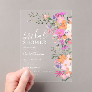 Invitations En Acrylique Romantique pastel fleurs sauvages printemps nuptia
