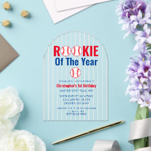 Invitations En Acrylique Rookie De L'Année Baseball 1er Anniversaire