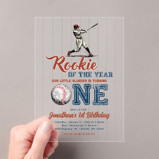 Invitations En Acrylique Rookie of the Year Baseball 1st Birthday
