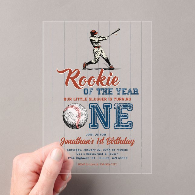 Invitations En Acrylique Rookie of the Year Baseball 1st Birthday (In situ (ordinateur de poche))