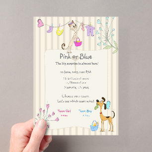 Invitations En Acrylique Rosa ou Bleu Révélation du sexe Chien & Chat