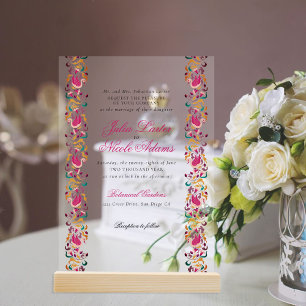 Invitations En Acrylique Rose Classique Verte Jaune Florale Cygne Oiseau Ma