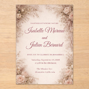 Invitations En Acrylique Rose du désert – Dune & Bloom Mariage