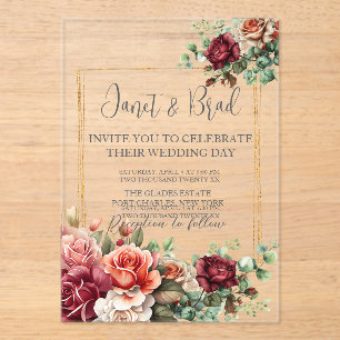 Invitations En Acrylique Rose Floral Eucalyptus Mariage